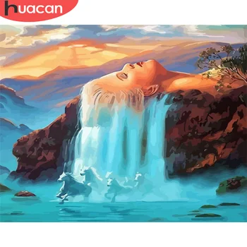 

HUACAN DIY Pictures By Number Girl Kits Drawing On Canvas Painting By Numbers Waterfall Hand Painted Paintings Gift Home Decor