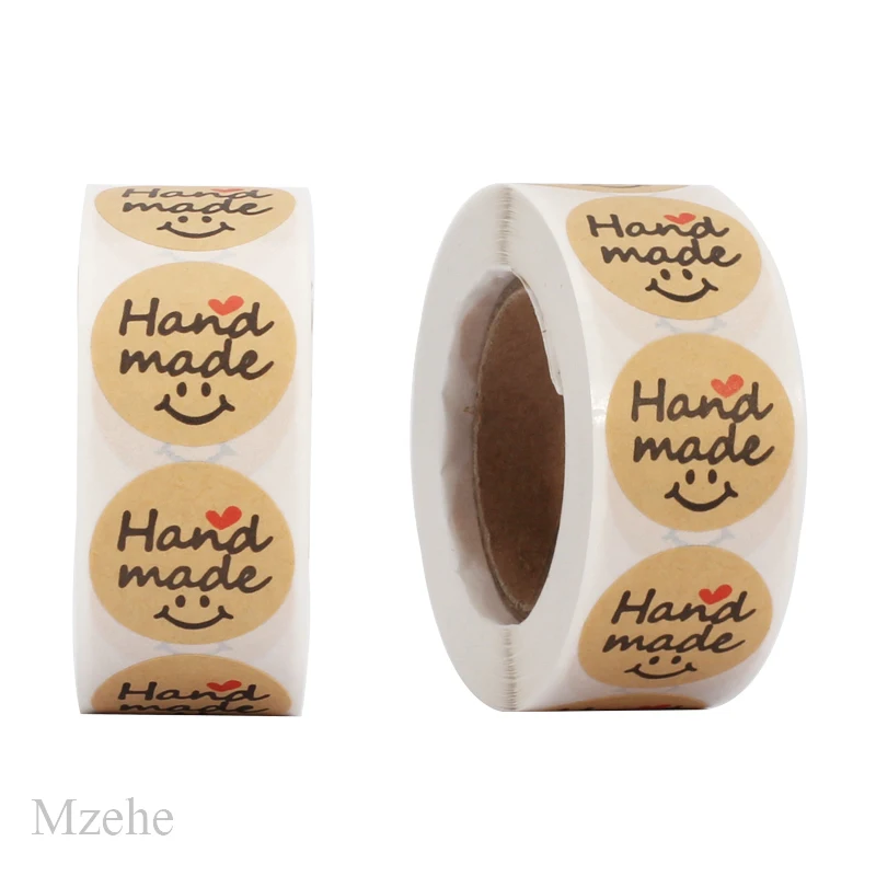 50-500pcs 1inch kraft paper Handmade Stickers Gift Sealing Sticker Festival Birthday Party Decorations Labels Thank you Stickers