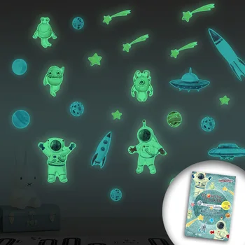 

Funlife Astronauts Luminous Wall Sticker,Fluorescent Cartoon Glow in the Dark Sticker for Kid's Room kindergarten Home Decor
