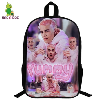 

14.5 Inch Small Backpack Justin Bieber Yummy Bookbags Hip Hop School Bags for Teenage Girls Laptop Back Pack Travel Shoulder Bag