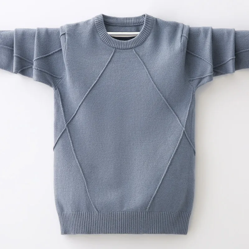 Детский свитер г. Осенне-зимний однотонный хлопковый детский вязаный пуловер, свитер для мальчиков, От 3 до 14 лет одежда вязаные топы для маленьких мальчиков 0-4 лет - Цвет: Серый