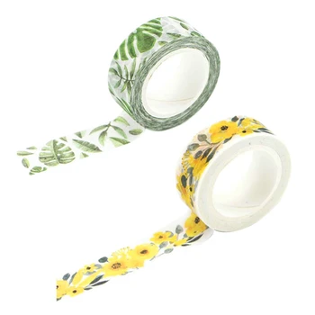 

1.5Cm Wide Luxuriant Flowers Washi Tape Adhesive Tape Diy Scrapbooking Sticker Label Masking Tape Huangmei & Hibiscus(2 Pcs)