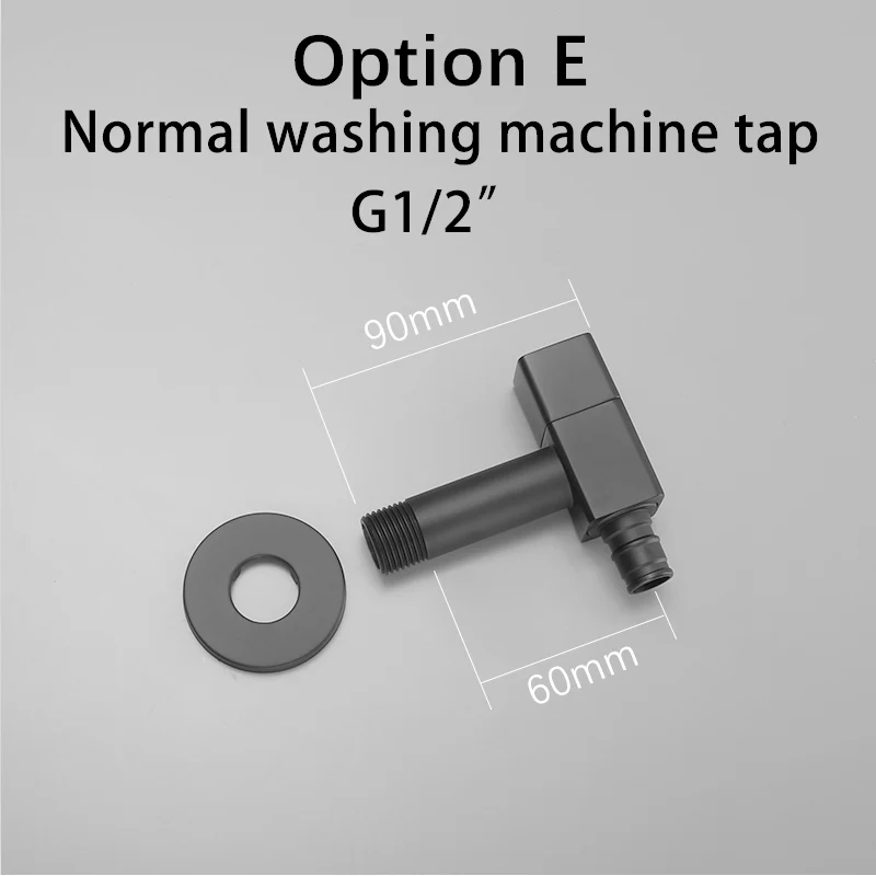 Option E Твердый латунный настенный кран 1/2& 3/4 для стиральной машины удлиненный кран для швабры для бассейна матовый черный садовый открытый квадратный кран AF6130B - Цвет: Option E