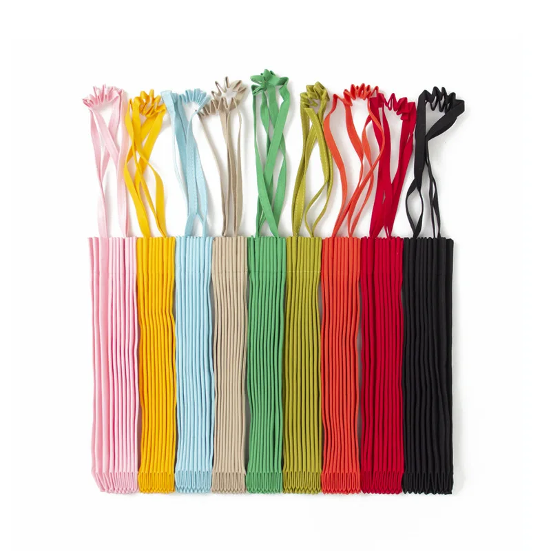 

New pleated versatile hand bag pure color ladies shopping bag Japanese and Korean style simple storage bag