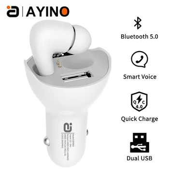 

Car true wireless bluetooth 5.0 headset for In-ear driving dedicated call car dual USB charger fast charging Car Kit EP805