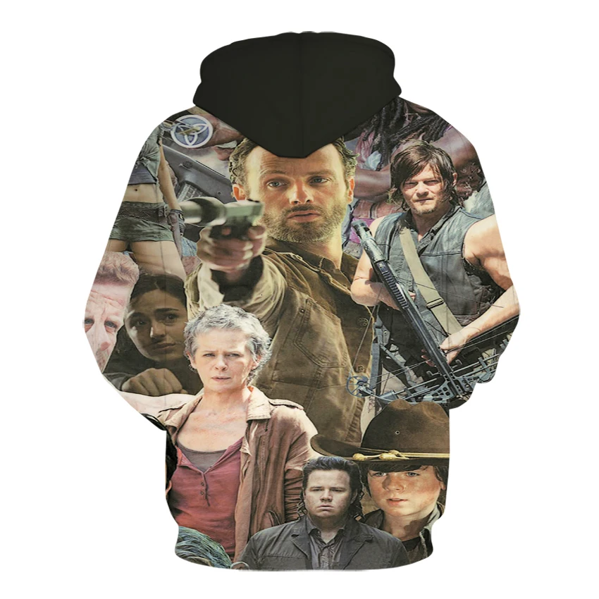 Walking Dead, мужские толстовки, с карманами, с капюшоном, пуловер, Осень-зима, с 3D принтом, куртка, Мужская, повседневная, Harajuku, верхняя одежда, пальто