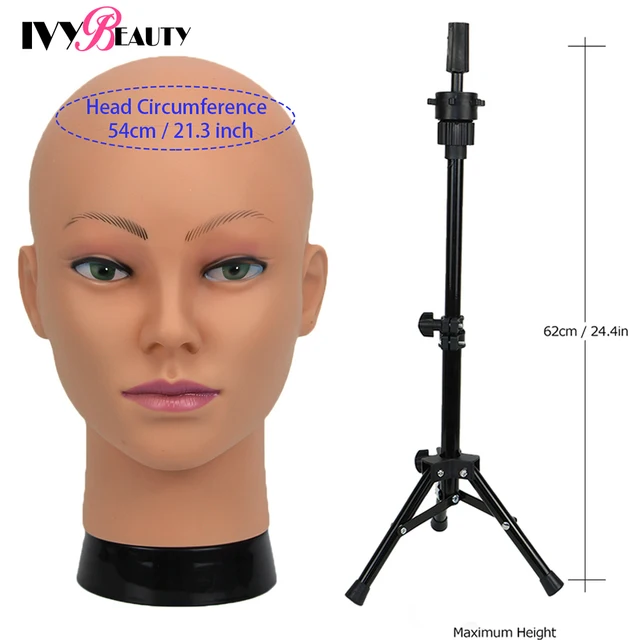 Female Bald Mannequin Head With Stand Cosmetology Practice African Training Manikin Head With Wig Stand Tipod For Mannequin Wigs Head With Tripod