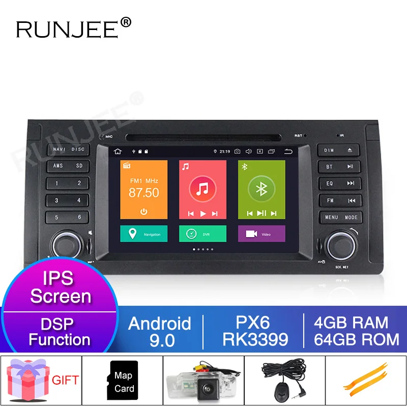 

RUNJEE IPS DSP car multimedia 4G RAM Multimedia Player for BMW X5 M5 E39 E53 stereo Wifi BT video output