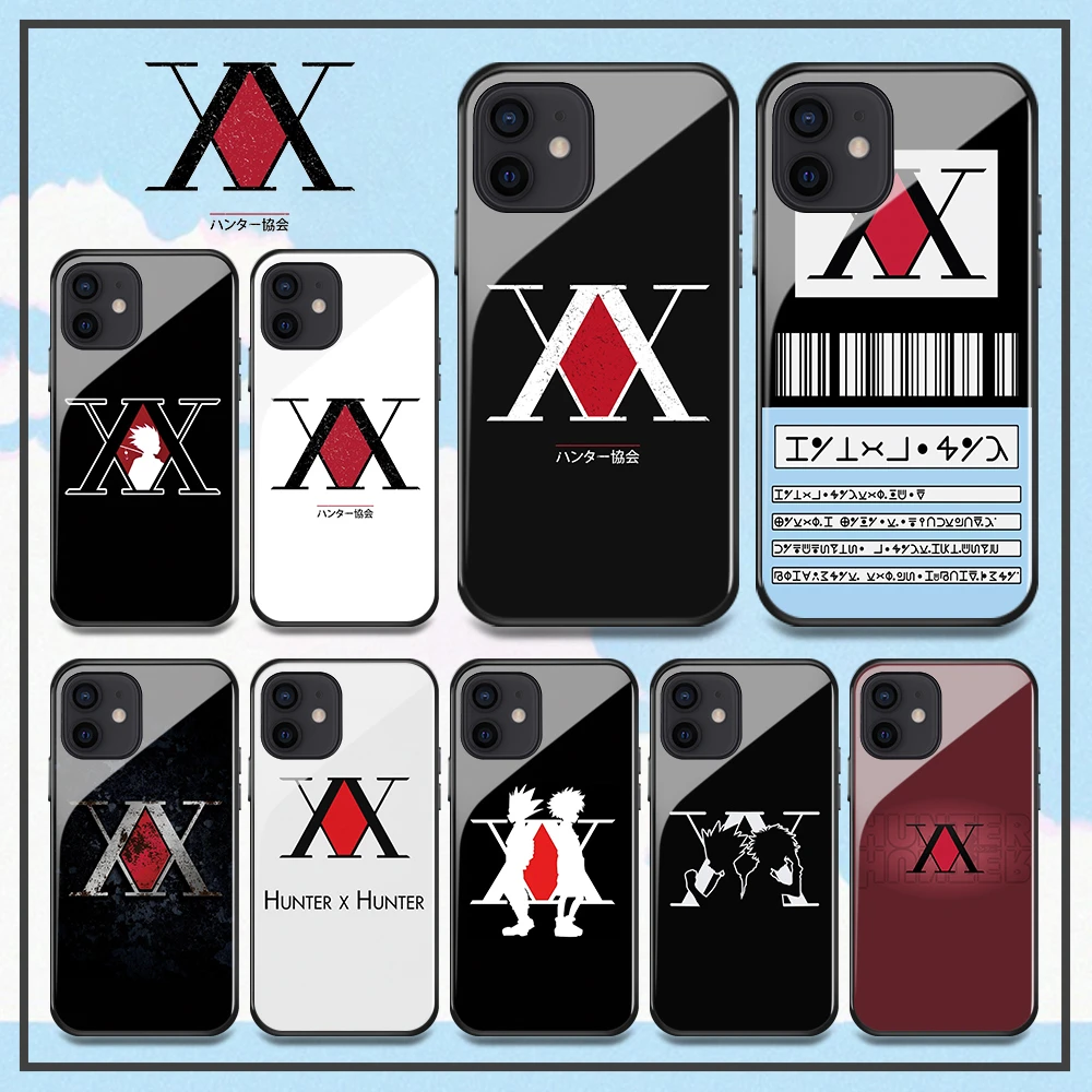 Hunter X Hunter Hxh Anime Logo Phone Tempered Glass Case For Iphone 11 12 13 Pro Max Mini X Xr Xs Max 6 6s 7 8 Plus Case Phone Case Covers Aliexpress