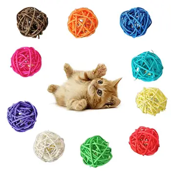 

Pet Cats Kitten Bell Rattan Ball Cage Playing Interactive Bite Chew Sound Toy 2019