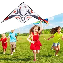 Высокое качество жесткий Крылатый воздушный змей трюк воздушный змей с 30 м ручкой линия синий и белый фарфор треугольный воздушный змей детский уличный досуг игрушка