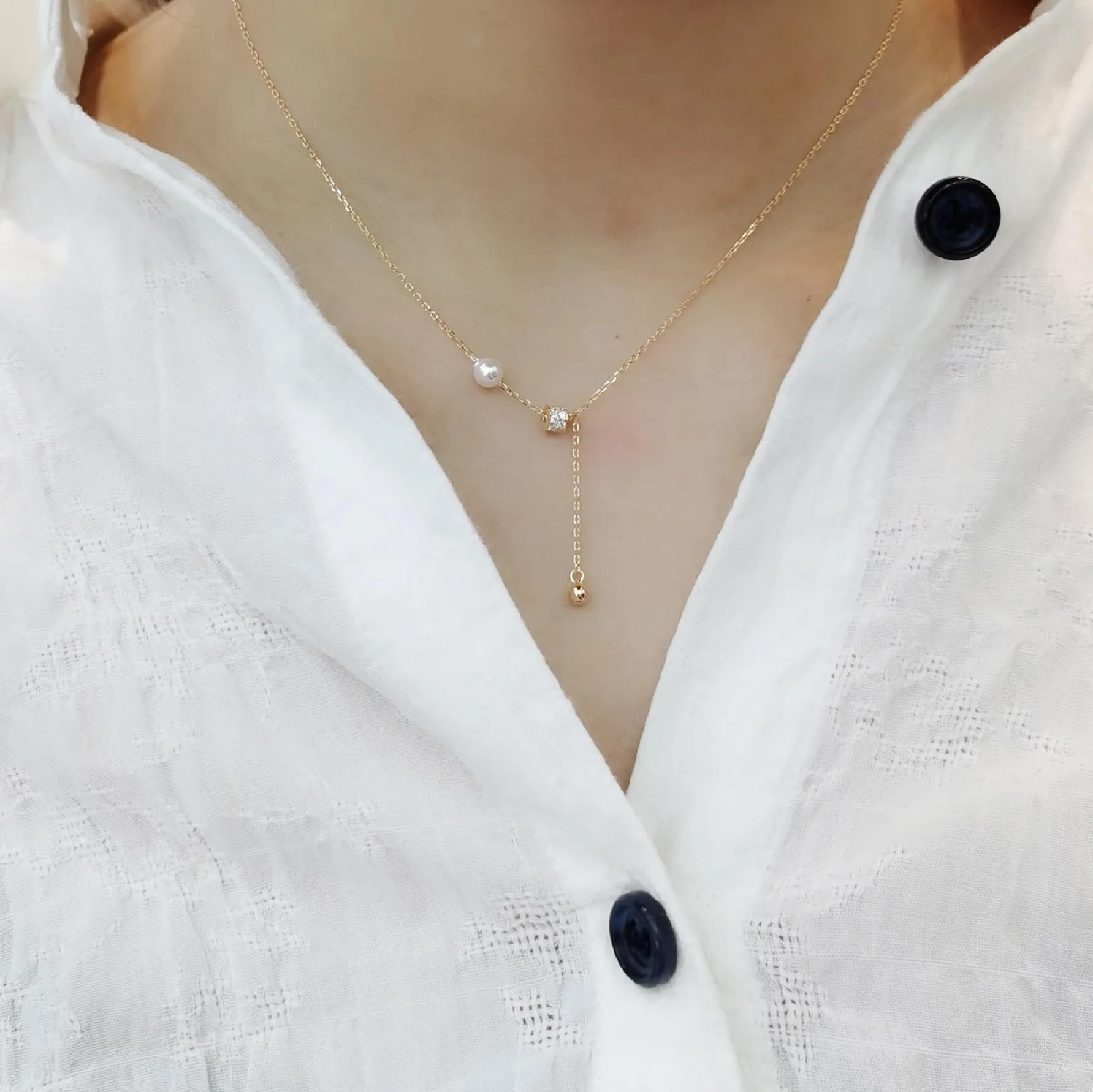 mini lucky ball CZ pearl tassel necklace woman 100% 925 Sterling silver nacklace Jewelry Clavicle chain pendant for women gift