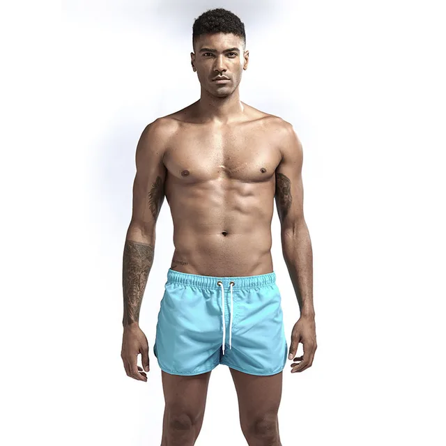 Men's Swimwear Shorts Summer Beach Shorts Fitness Training Beachwear Pants Breathable Boardshorts Surf  Swimsuit Male Clothing sky blue