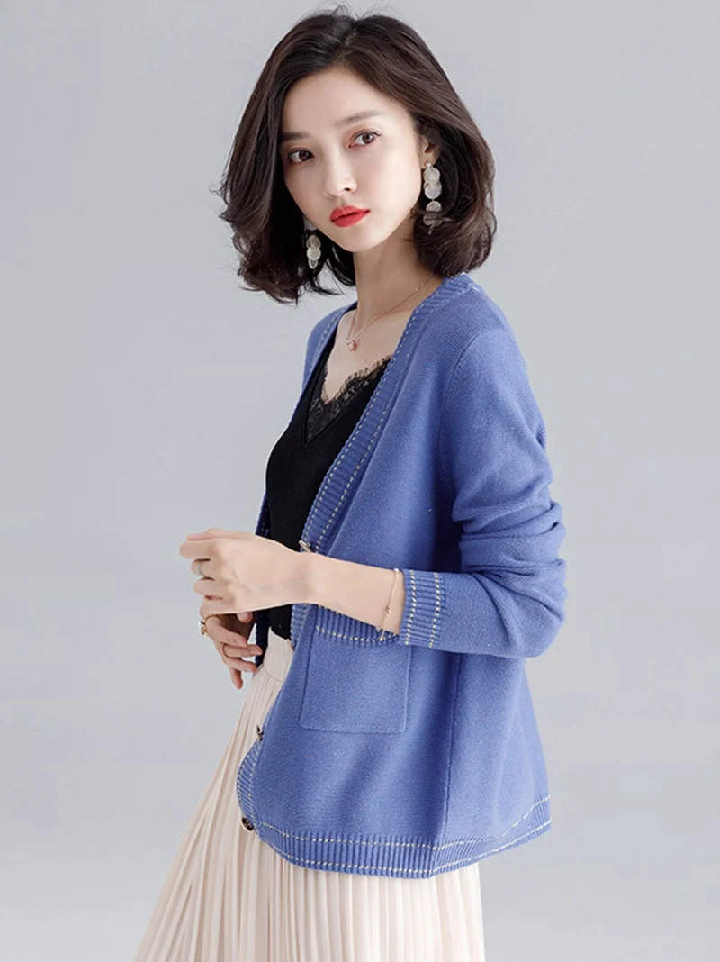 Women Caridgan Sweaters V Neck Solid Causal Knitwear Single Breasted Casual Knit Cardigan Outwear Winter Jacket Coat AA4996