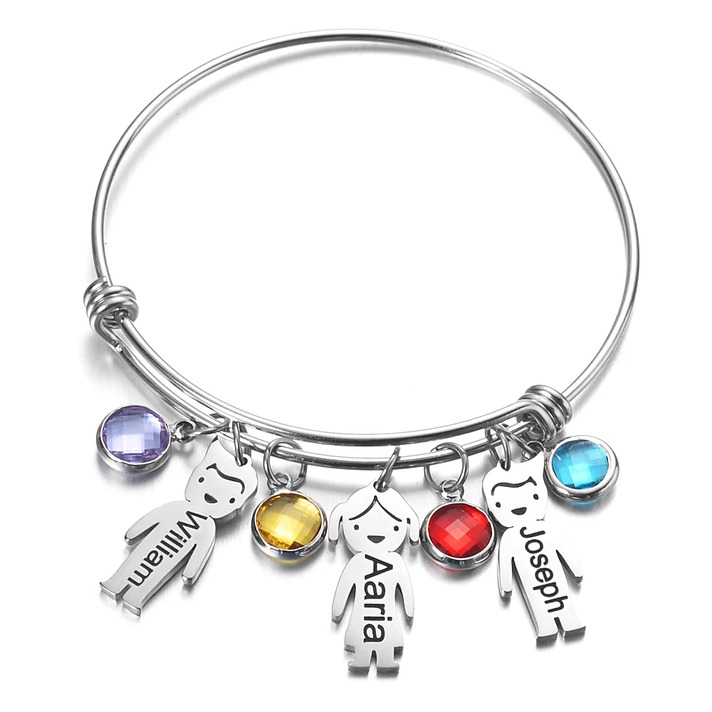 

Vocheng Customized Name Kids Gifts Family Presents Adjustable Bangles 304 Stainless steel Bracelet Free Engraving SL-162
