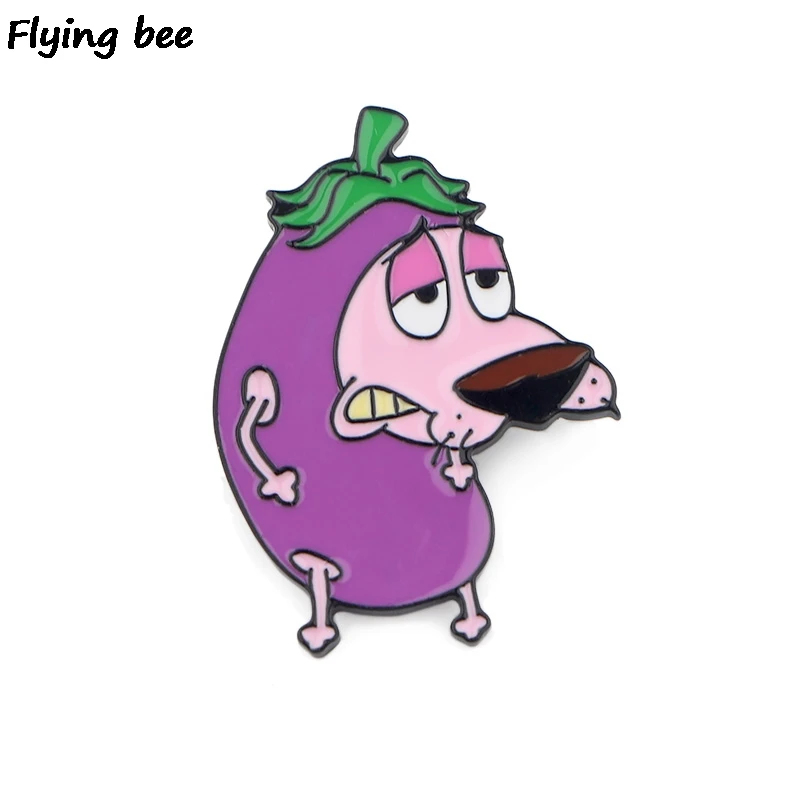 

Flyingbee Courage the Cowardly Dog Metal Brooch and Pin Cartoon cute Enamel Pins Badges Lapel pin Badge for Clothes X0507