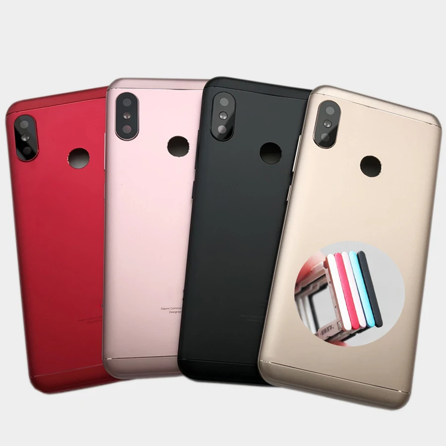 

For Xiaomi Mi A2 Lite / Redmi 6 Pro Battery Back Cover Rear Door Housing + Side Key Card Tray Holder Replacement Spare Parts