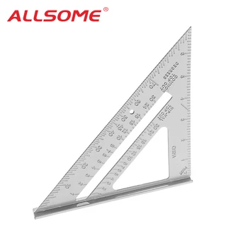 

ALLSOME Aluminum Alloy Speed Square Combination Triangle Ruler Carpenter's Protractor Miter Framing HT2901+