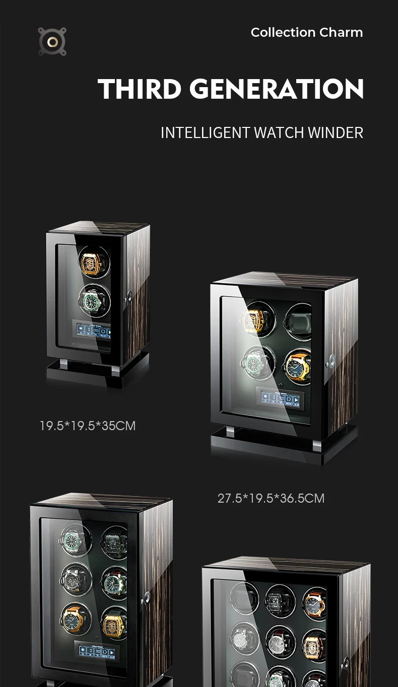 Luxury 4-Slot Automatic Watch Winder with Fingerprint Unlock, Touchscreen Control, Inte... - SKU LAWW1600 - UGI Packaging