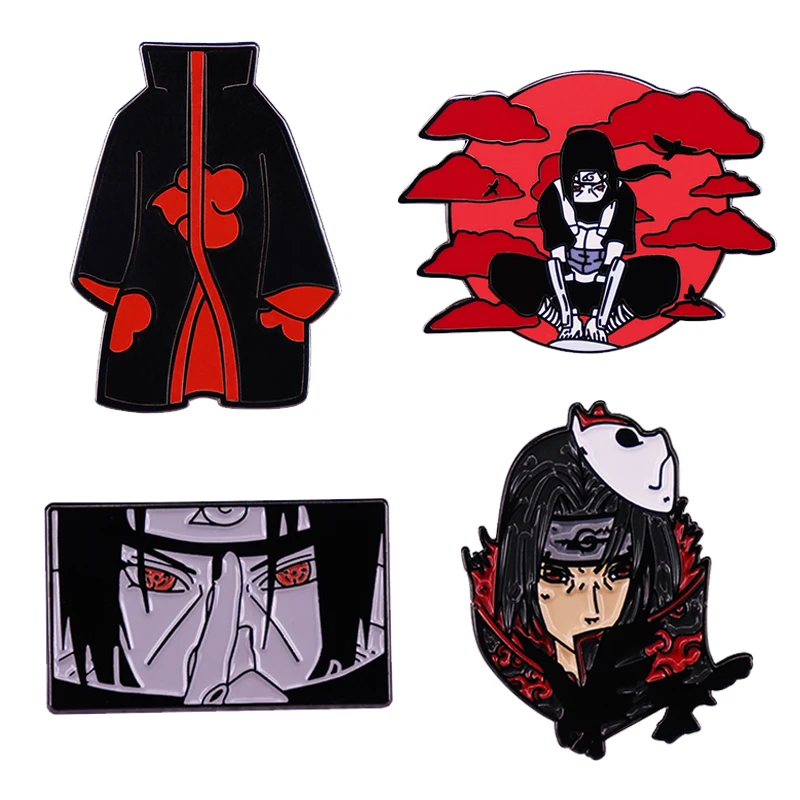 Narut0 Shippuden Enamel Pin Nimbus Cloud Black & Red Cloak Sharingan Akatsuki Badge Ninja Nostalgic Brooch Blood Anime Accessory |