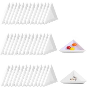 

100 Pack Plastic Bead Sorting Trays ical Sequin Rhinestones Tray Triple-cornered Storage Plates Art Tray for Beads