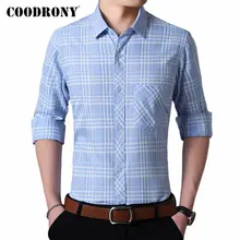 COODRONY брендовая мужская рубашка модные повседневные рубашки в клетку Осенняя мягкая хлопковая рубашка с длинными рукавами Мужская Camisa Masculina с карманом 96089