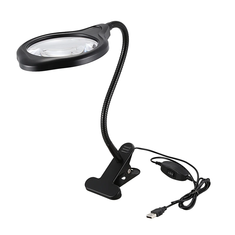 

Bright Light Desk Gooseneck Magnifier Lamp with Metal Large Clamp, Magnifying Glass with Adjustable Light for Daily Hobbies Repa