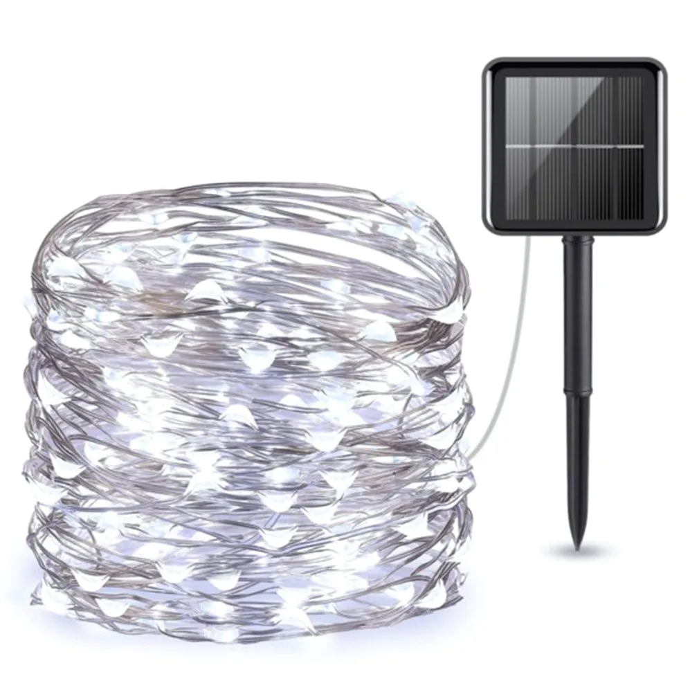 Белый Waterproof Function Brightness Saving Environmental Protection Waterproof Christmas 100led Solar Copper Wire String - Испускаемый цвет: Белый