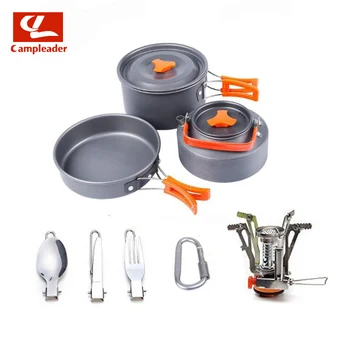 

Outdoor pot set with teapot BBQ pot set for 2-3 people camping tableware portable cooker set