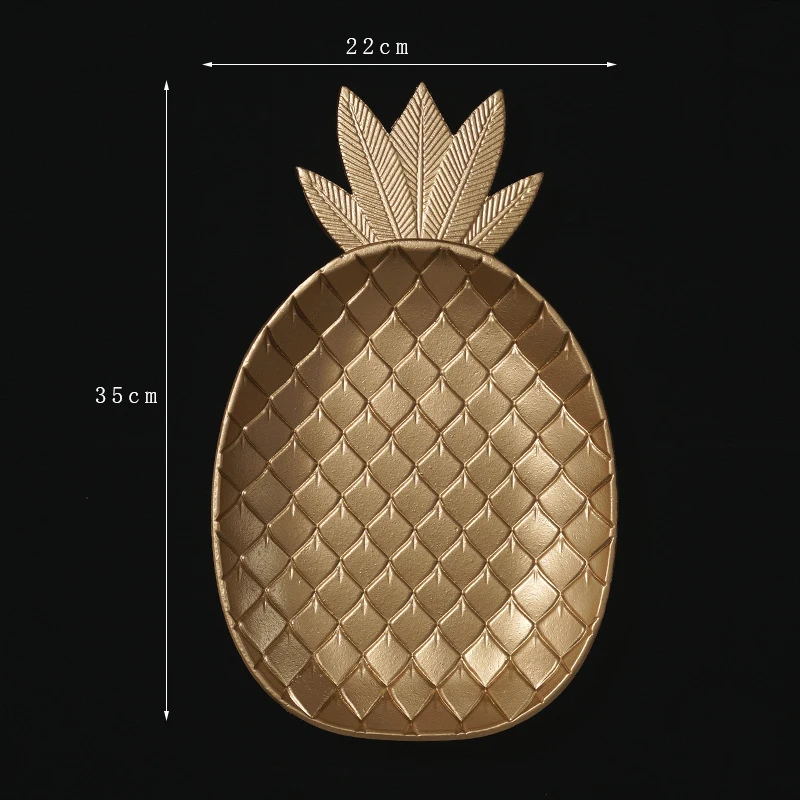 Nordic Luxury Decorative Gold Leaf Plate Dish Candy Trinket Dish Jewelry Fruit Serving Tray Storage Plate Resin Tableware 5