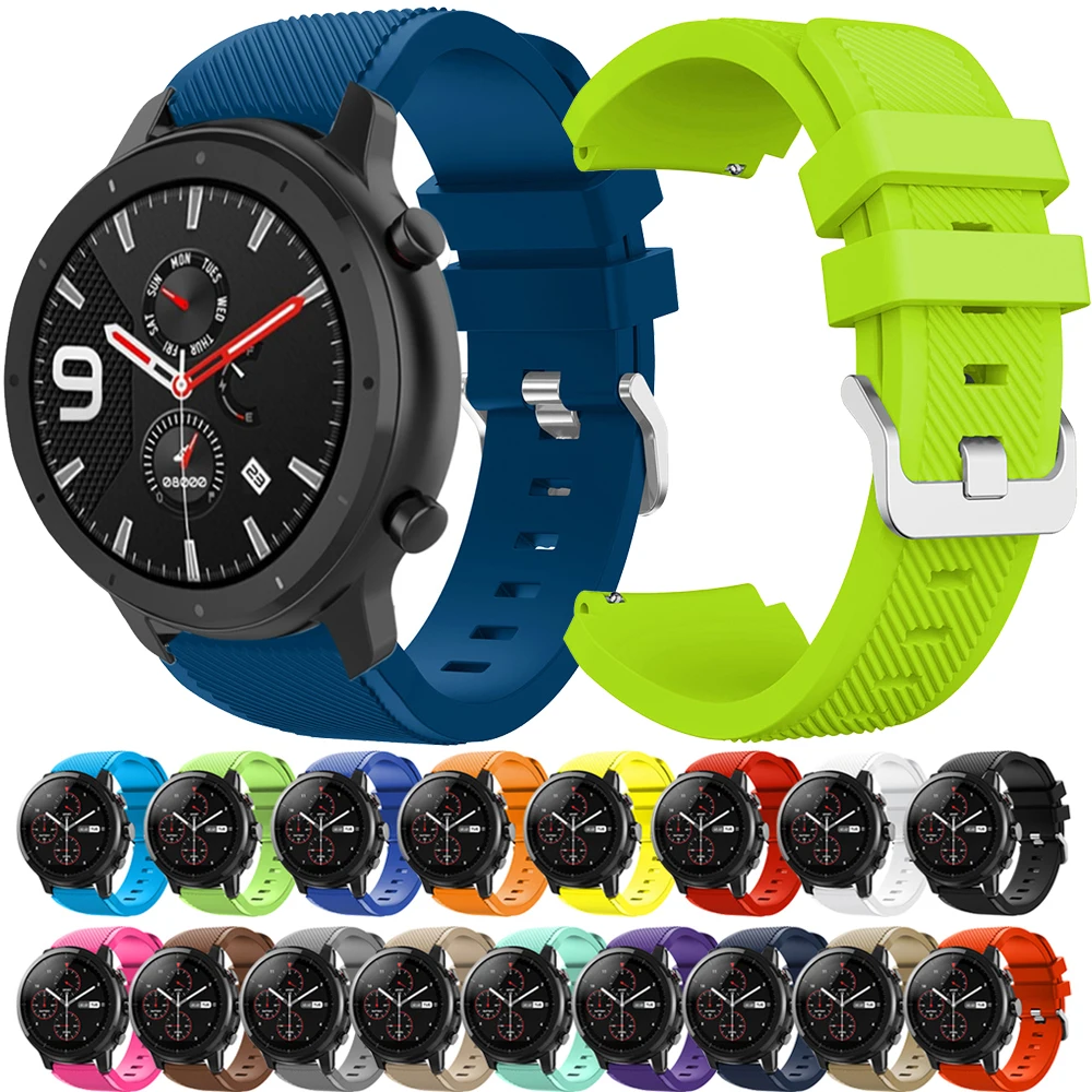 

22mm Silicone Band Strap for Xiaomi Huami Amazfit GTR 47mm 2 2e /Pace/Stratos 3/2/2S Bands with pin Haylou Solar LS05 Bracelet