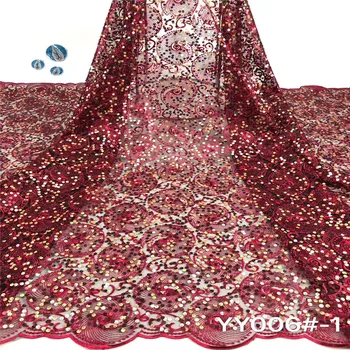 

Madison Nigerian red tulle sequins embroidery Lace Fabric 2020 High Quality African dry voile Lace Fabric for French Happy party