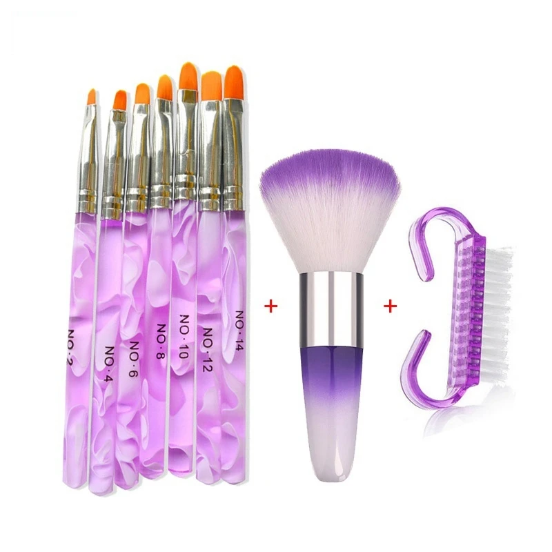 

9Pcs Sets Wholesale Nail Art Acrylic UV Gel Extension Builder Painting Brush Lines Liner Pattern Drawing Pen Manicure Tools