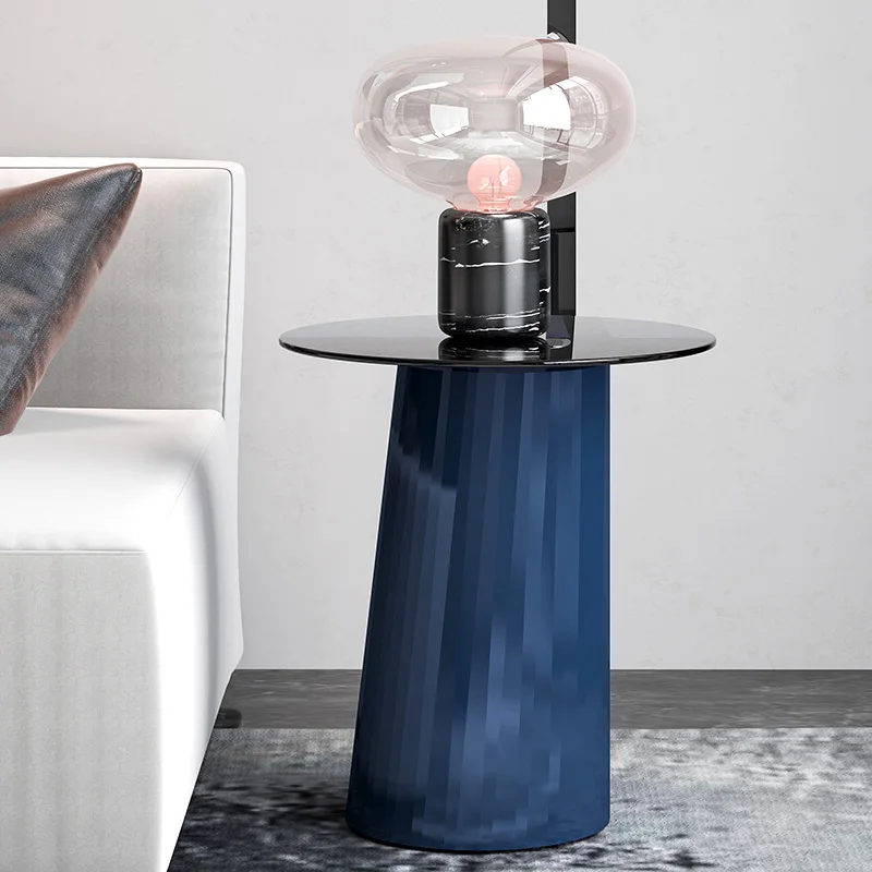 

zq Light Luxury Minimalist Sofa Side Table Living Room Modern Creative Bedside-Use Nordic Glass Corner Table