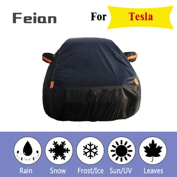 

Full Reflective strip Car Covers Snow Ice Dust Wind Sunshade UV Cover Foldable Car Outdoor black Protector Cover for Tesla