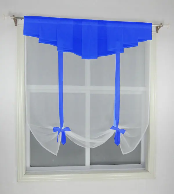 Плиссированный балдахин дизайн строчка цвета Тюль балкон кухня окна занавески прозрачные волны жалюзи 1 шт - Цвет: Синий