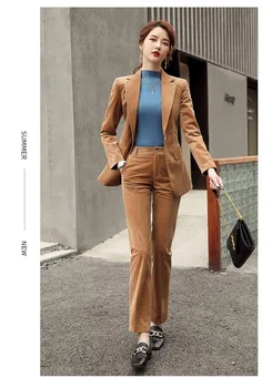 

Fashion suit professional suit women 2020 spring and autumn plus size new corduroy slim two-piece suit winter clothes women
