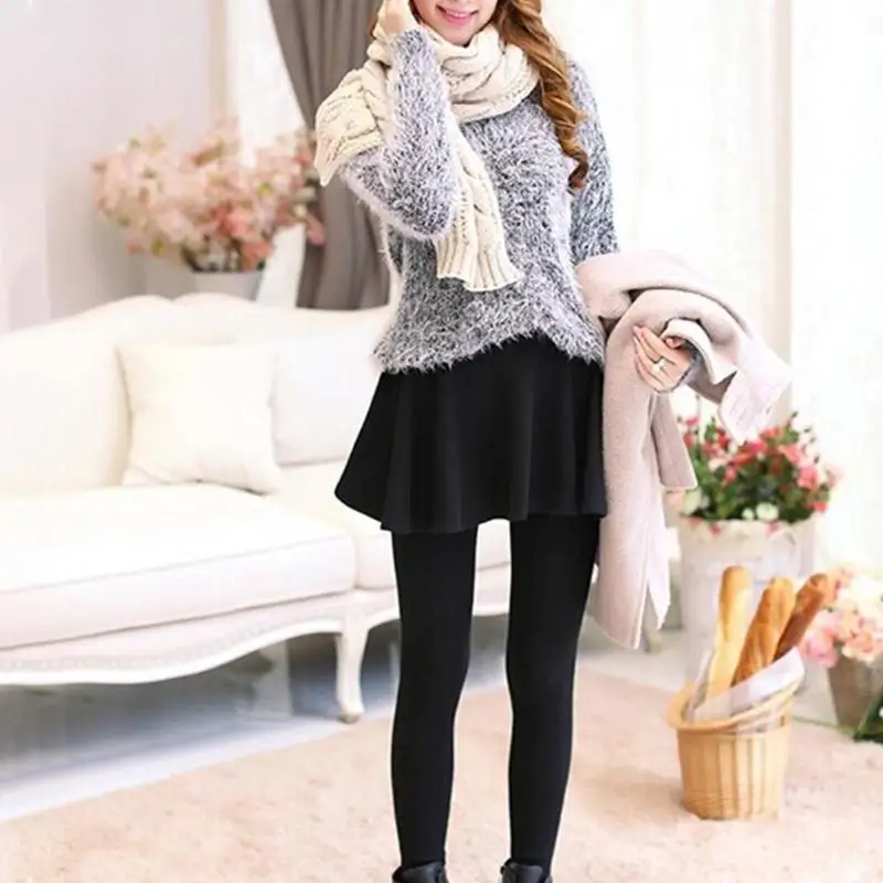 

Fashion Women Winter Leggings High Waist Fleece Warm Skirt + Long Trousers