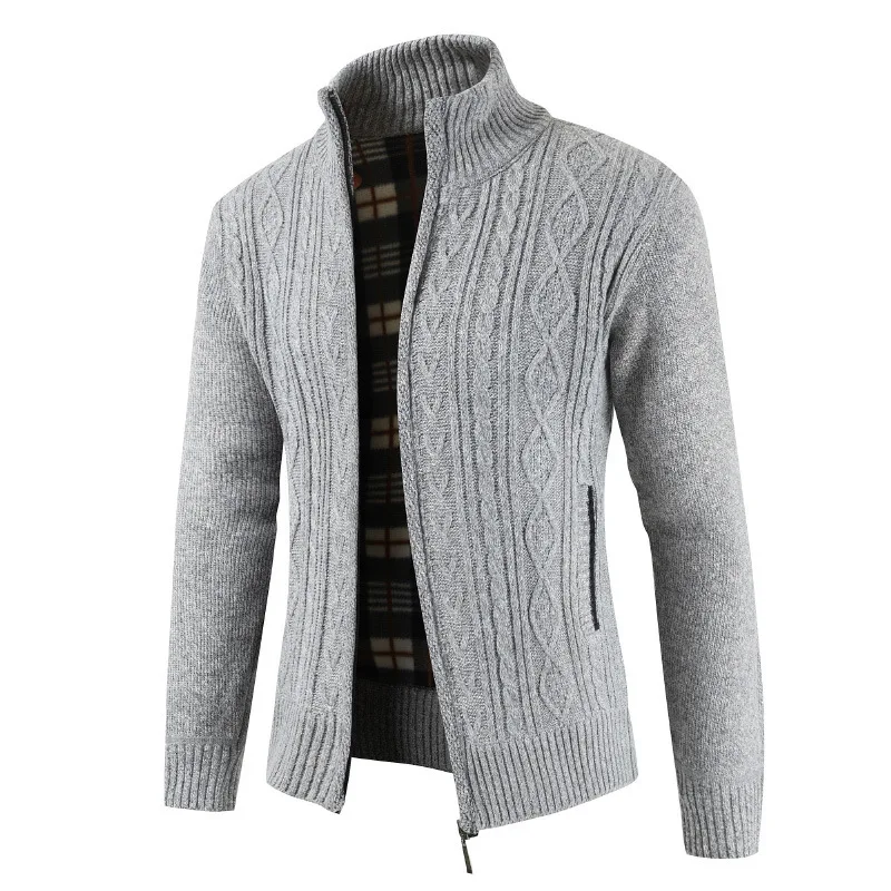 2020 Autumn Winter New Men's Sweater Cardigan Slim Fit Stand Collar Zipper Jacket Men Striped Cotton Thick Warm coat Men 2020 Autumn Winter New Men's Sweater Cardigan Slim Fit Stand Collar Zipper Jacket Men Striped Cotton Thick Warm coat Men