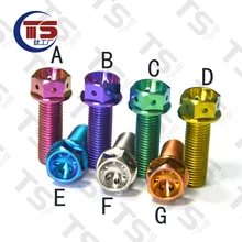 TS 1Pcs Titanium Bolts M10X 30/40mm Motorcycle Engine Shell Bolt  Hexagon Flange Head with Holes Screws Ti Motor Fastener