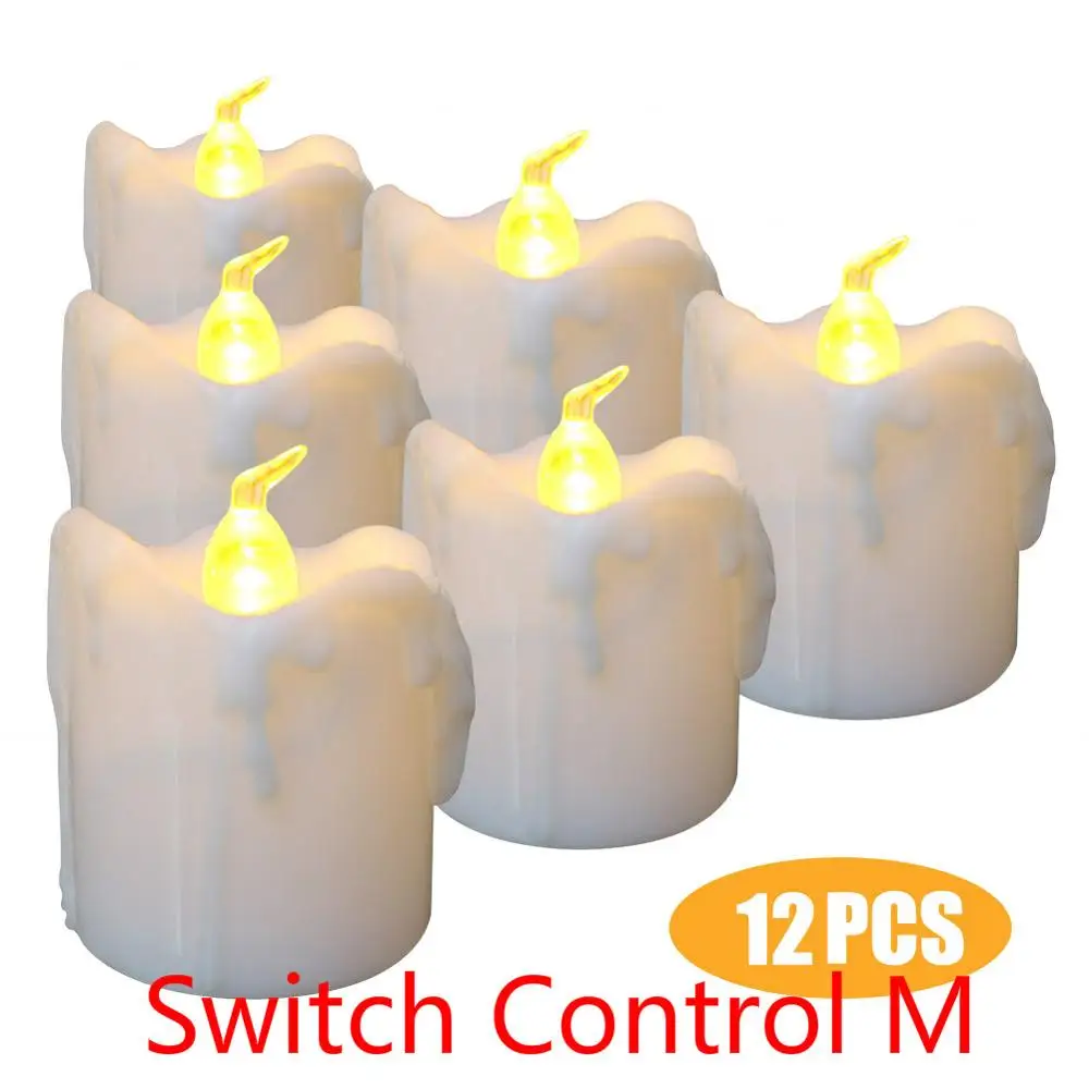 Switch Control M 12 шт. светодиодный короткие свечи без пламени пульт дистанционного управления мерцающий батарея питание теплый белый для дома Рождество фестиваль украшения - Цвет: Switch Control M