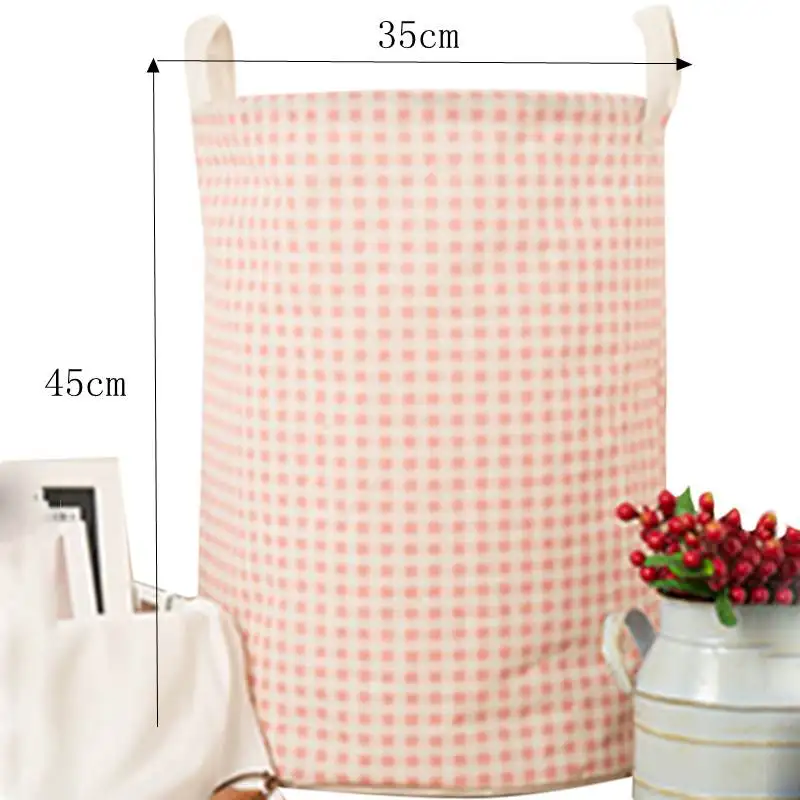 pink grid Urijk корзина для мытья грязной одежды корзины для хранения мелочей органайзеры Прямая поставка корзина для белья корзина для хранения игрушек - Цвет: pink grid