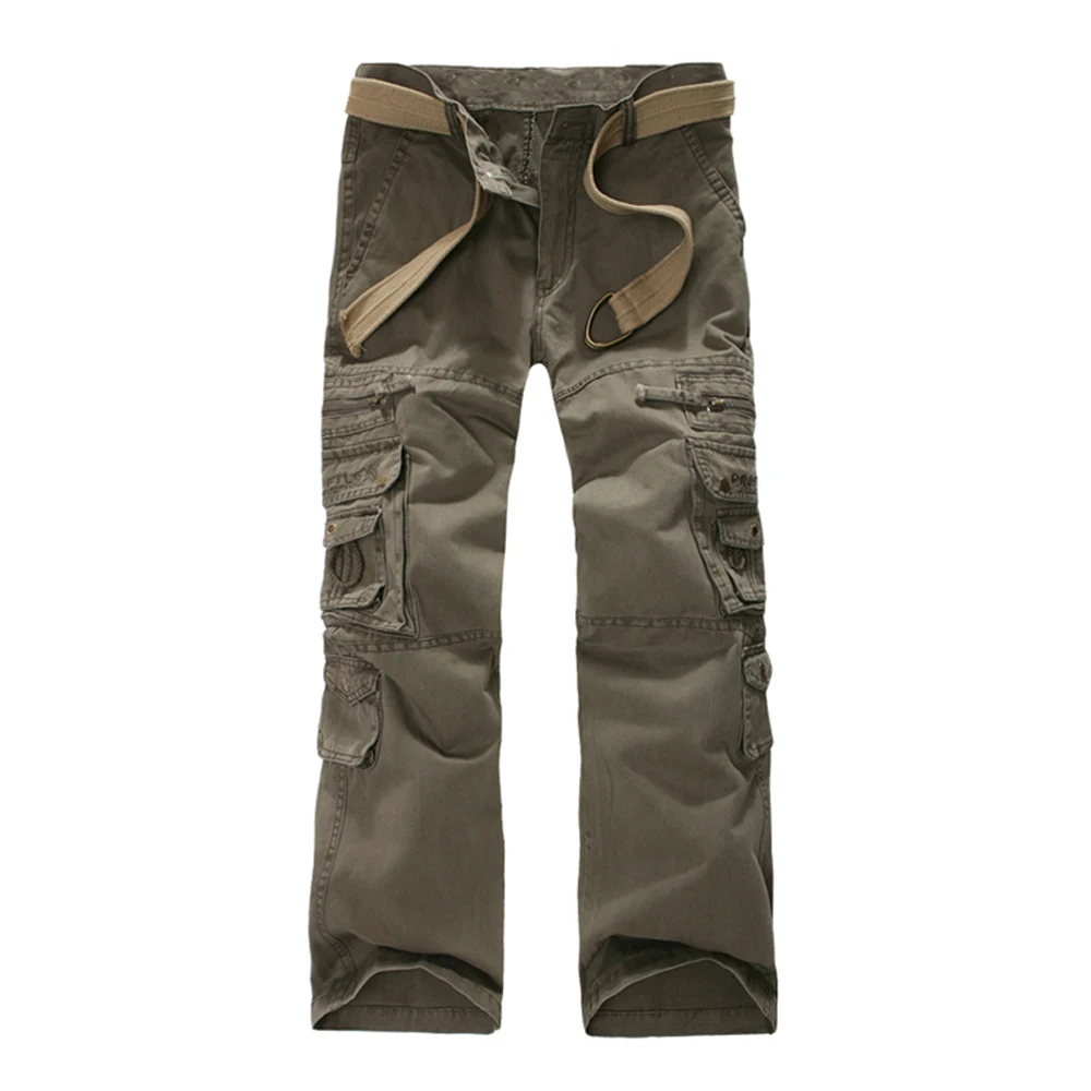 Мужские комбинезоны размера плюс с несколькими карманами, брюки-карго, тактические спецназ, стильные свободные длинные 5 цветов, мужские повседневные брюки - Цвет: Brown