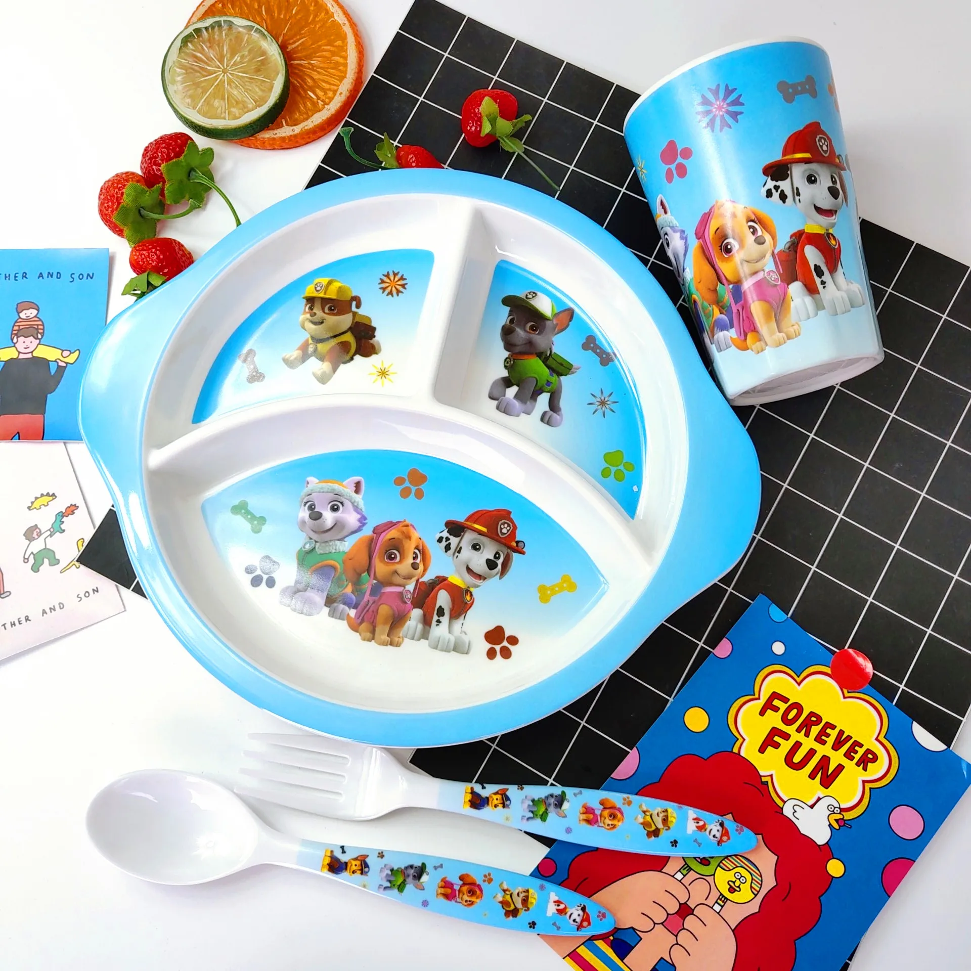 Paw Patrol Children's Tableware Kitchen Restaurant Tools Healthy Material Melamine Bowl Plate Knife Fork Tablewares for Party