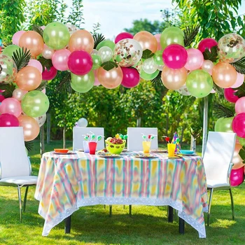 

84Pcs Jungle Safari Green Pink Balloon Arch Garland Kit Hawaii Birthday Party Tropical Hawaiian Luan Party Decor Ballons