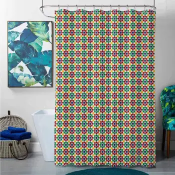 

Shower Curtains Colorful,Moroccan Star Zellige Pattern in Vibrant Colors Ancient Arabic Mosaic Traditional, Multicolor,W48 x L72