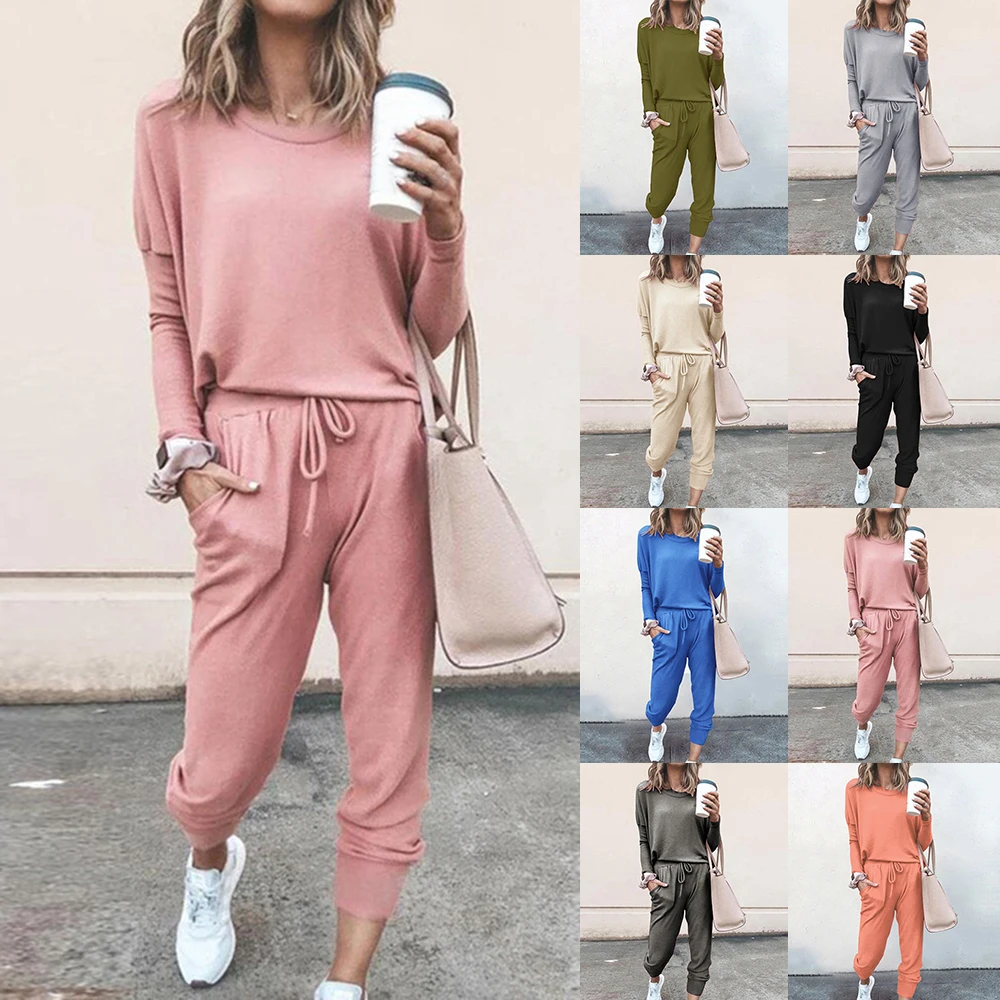 

Hooded Tracksuit Women 2 Pcs Running Set 2020 Patchwork Joggers Suits Workout Clothes Loose 1/4 Zipper Sweatshirts Sportswear