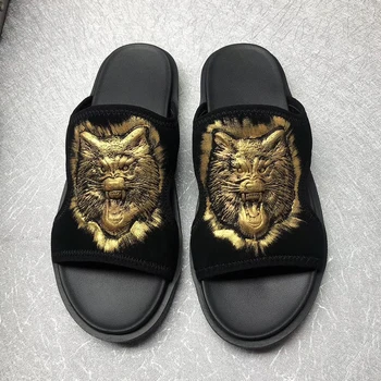 

H0519 original quality luxury Men's slippers famous brands High Quality New style fashionable man slippers