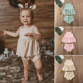 

newborn girl two pieces clothes set top and shorts summer outfit for infant baby girl clothes