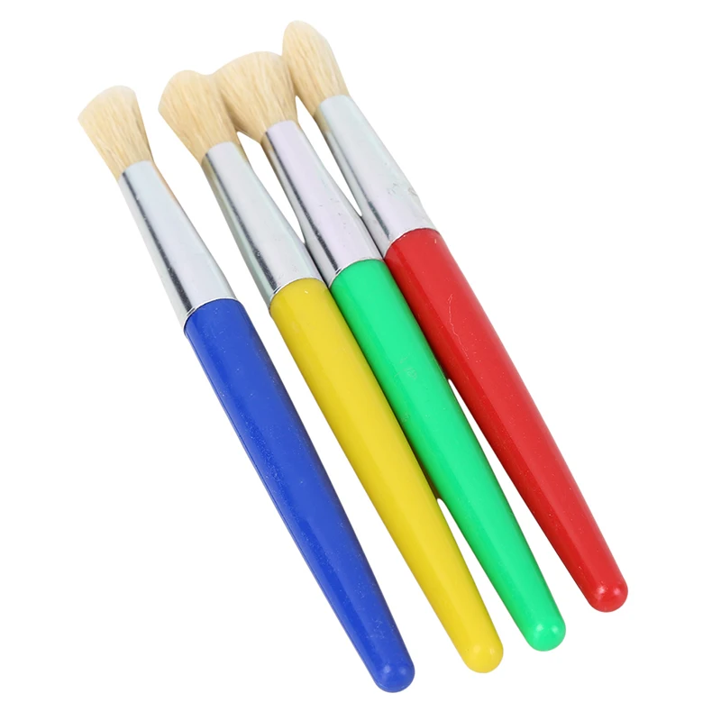 Paint Brush For Children Oil Watercolor Painting Candy Color Plastic Handel Bristel Brushes Gouache Drawing Art Supply